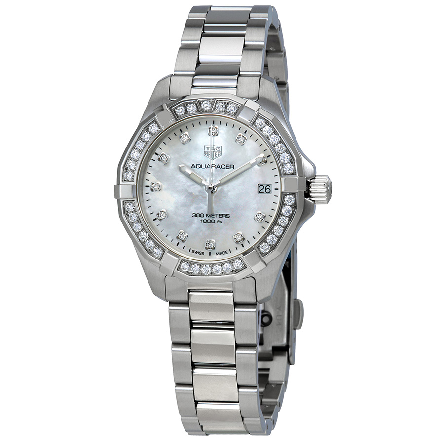 Tag Heuer Aquaracer Diamond White Mother of Pearl Dial Ladies Watch WBD1315.BA0740