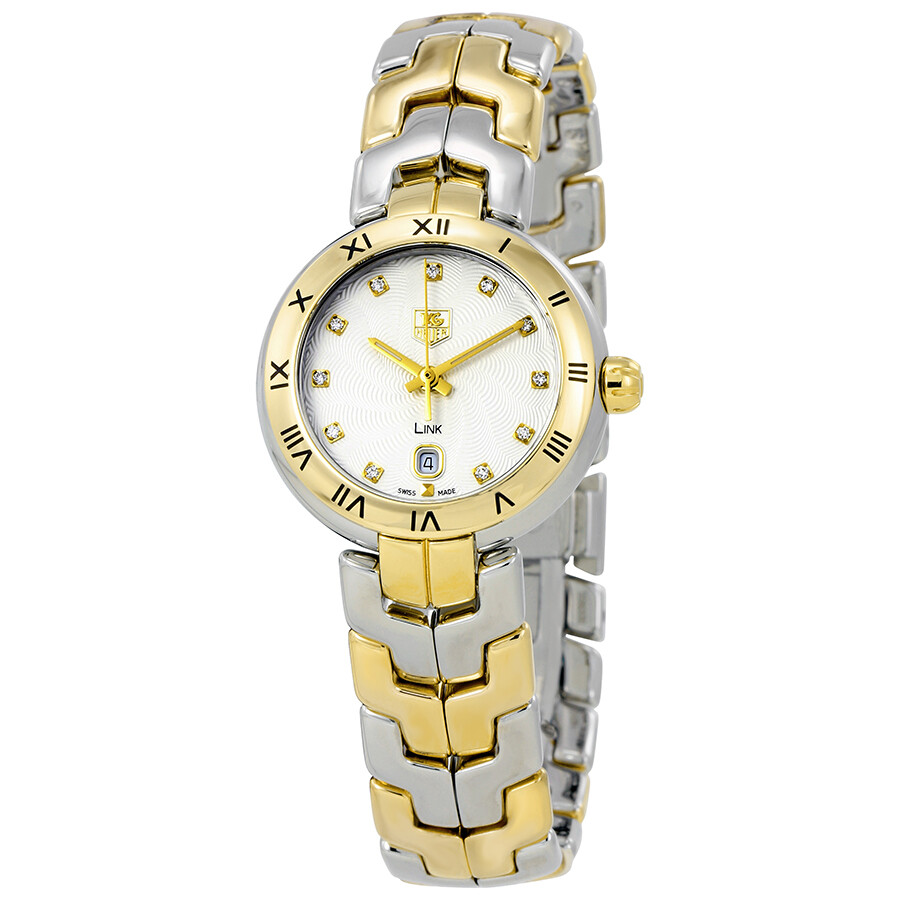 Tag Heuer Link Silver Guilloche Dial Steel and Gold Ladies Watch WAT1450.
