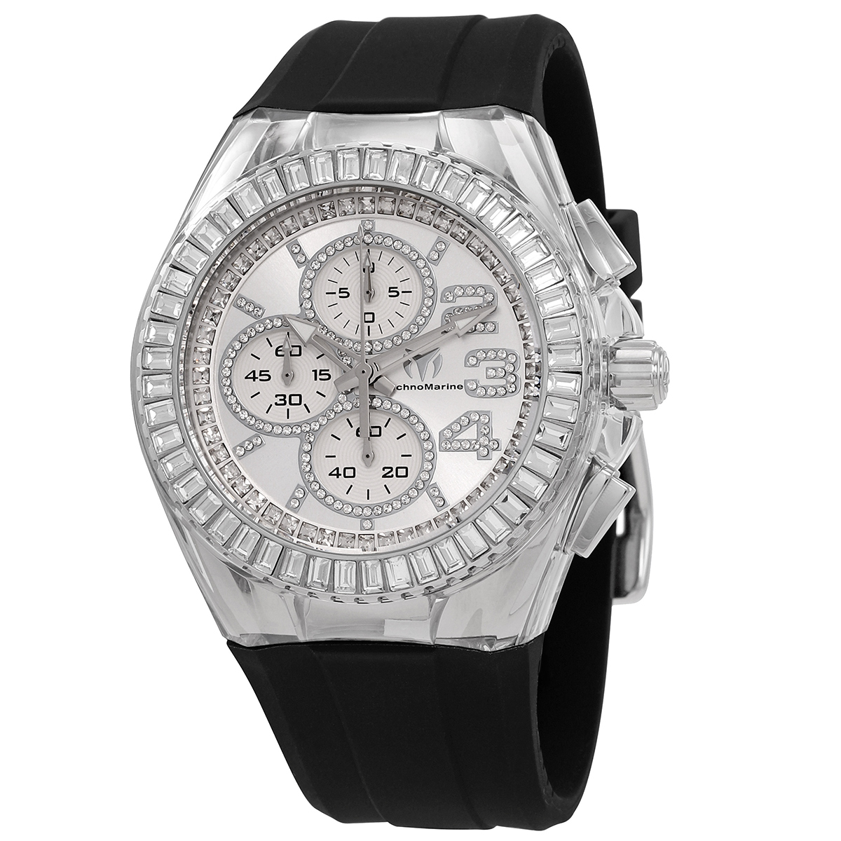 Technomarine Cruise Chrono Silver Dial Amazon.com: Technomarine TM-118107 Cruise Pave Unisex 45mm  main image 3