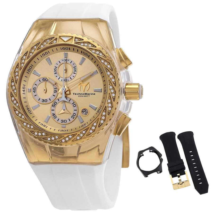 Technomarine Cruise Glitz Chronograph Quartz Crystal Gold Dial Men's Watch TM117045