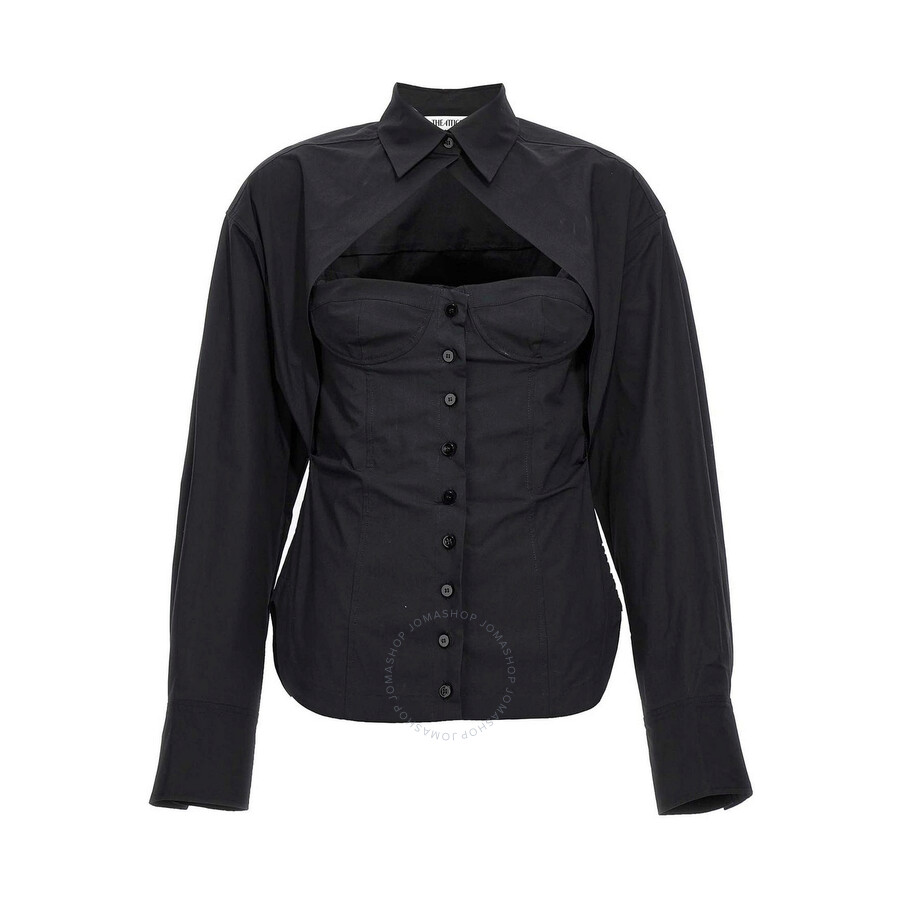 ATTICO THE ATTICO BLACK BUSTIER COTTON SHIRT