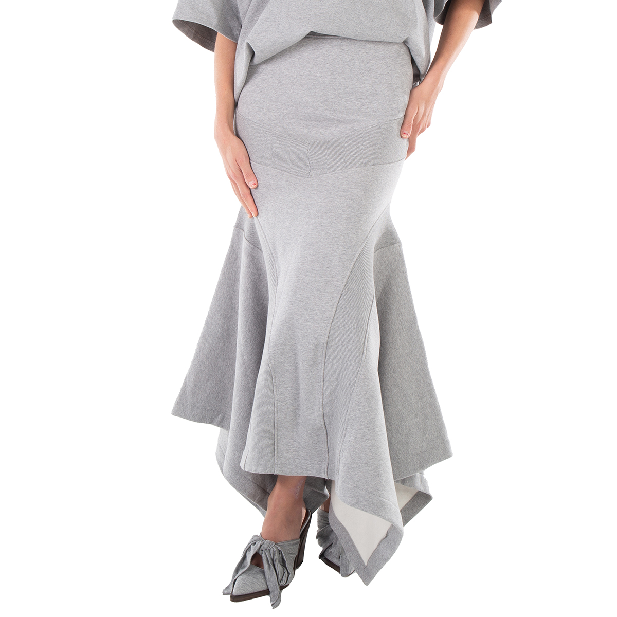 The Attico Grey Asymmetrical Cotton Maxi Skirt, Brand Size 42 (US