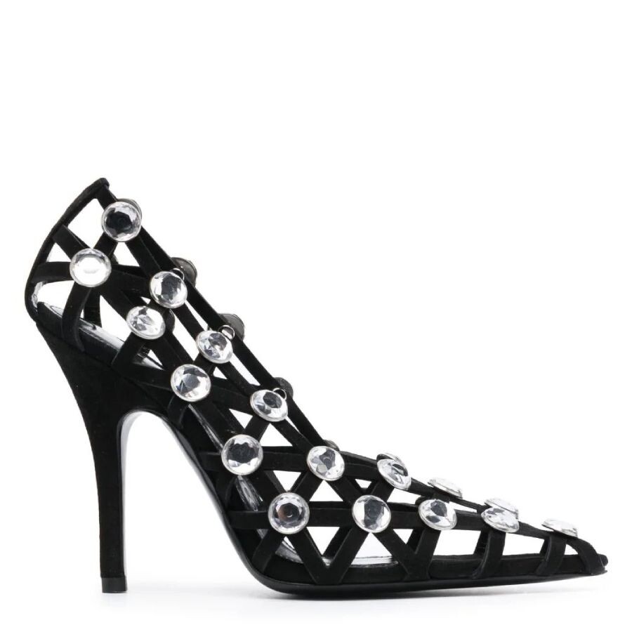 Attico Grid 105mm Rhinestone-embellished Pumpss In Black