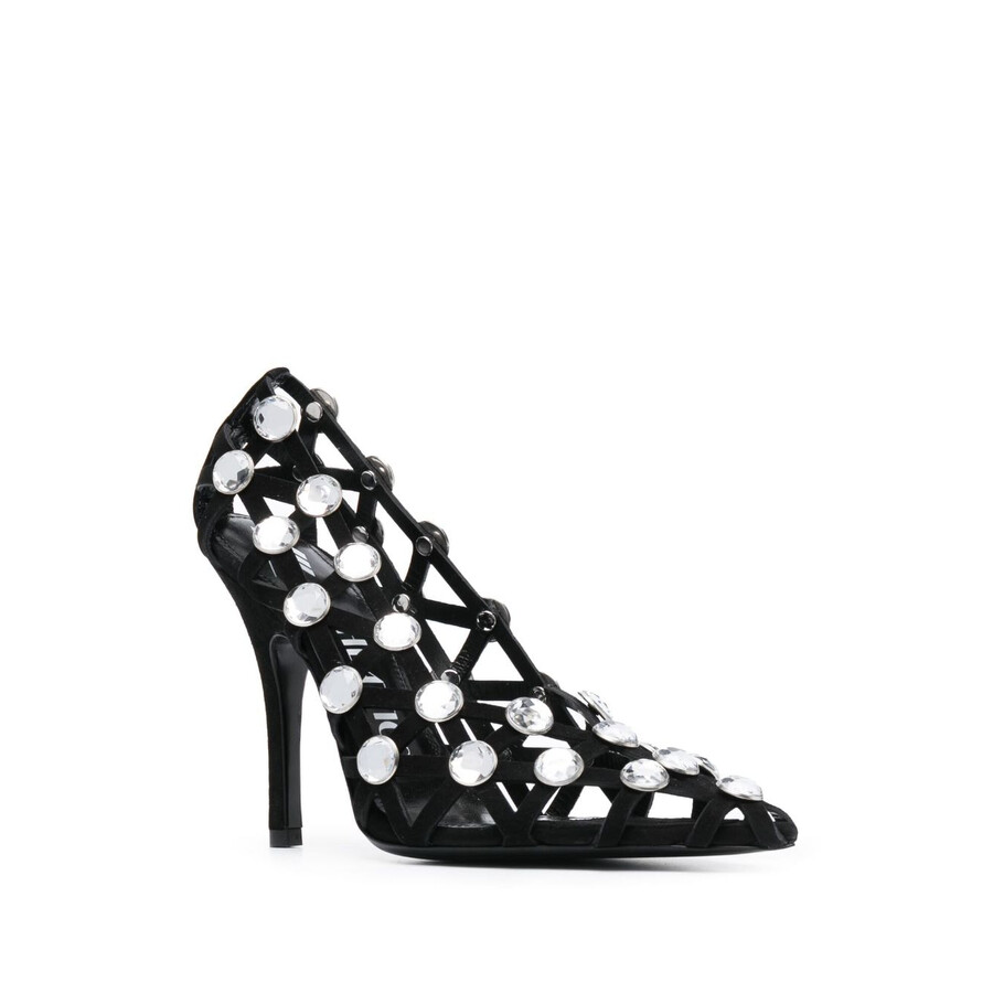 Attico Grid 105mm Rhinestone-embellished Pumpss In Black