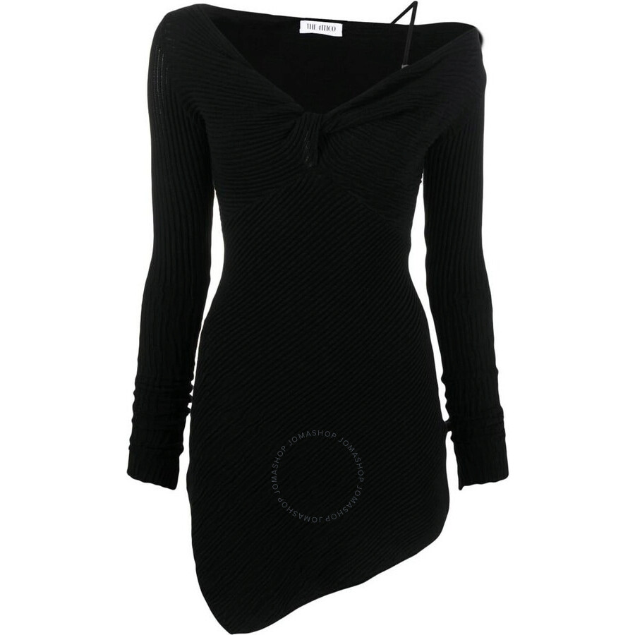 ATTICO THE ATTICO LADIES BLACK DESAI ASYMMETRIC MINIDRESS