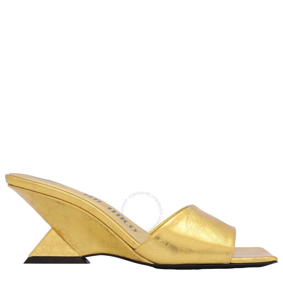 The Attico Ladies Gold Cheope 60 mm Metallic Leather Wedge