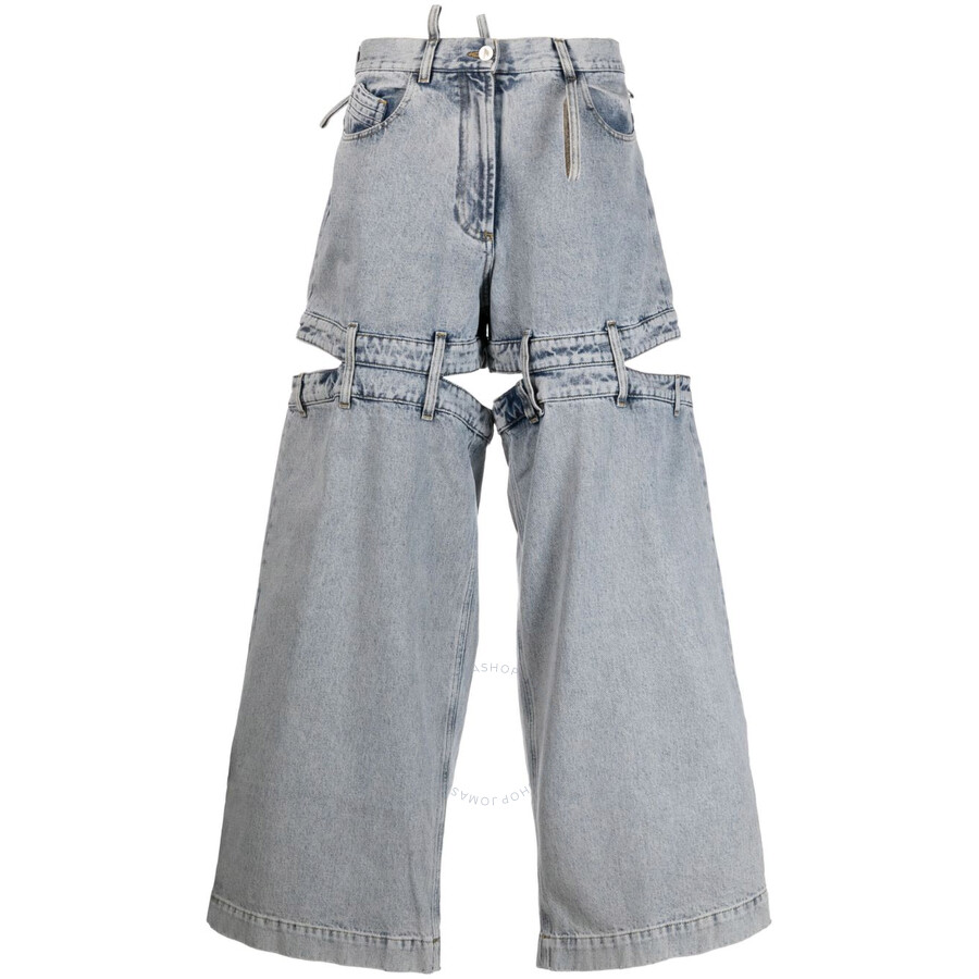 Attico The  Woman Jeans Blue Size 27 Cotton In Grey/blue