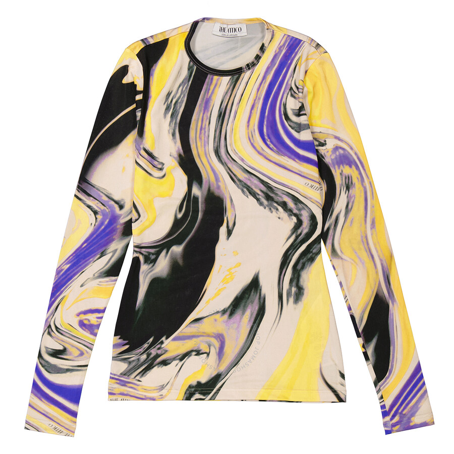 Attico Marbled-pattern T-shirt In White