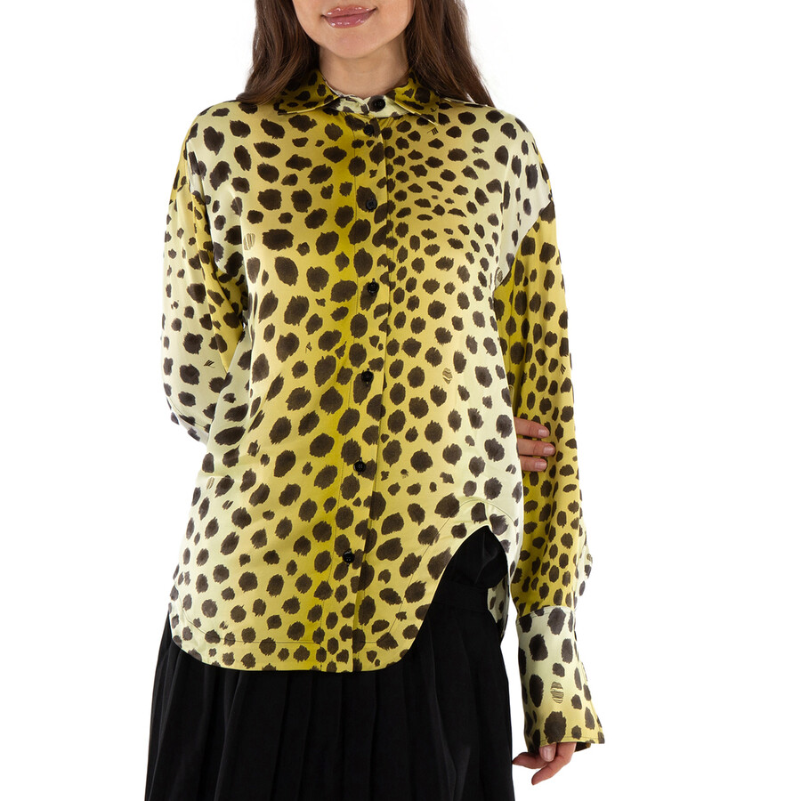 Long Sleeve Cheetah-Print Shirt, Brand Size 38 (US Size 4)