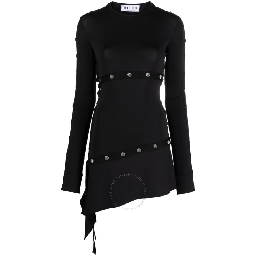 Attico Studded Asymmetric Convertible Dress In Black