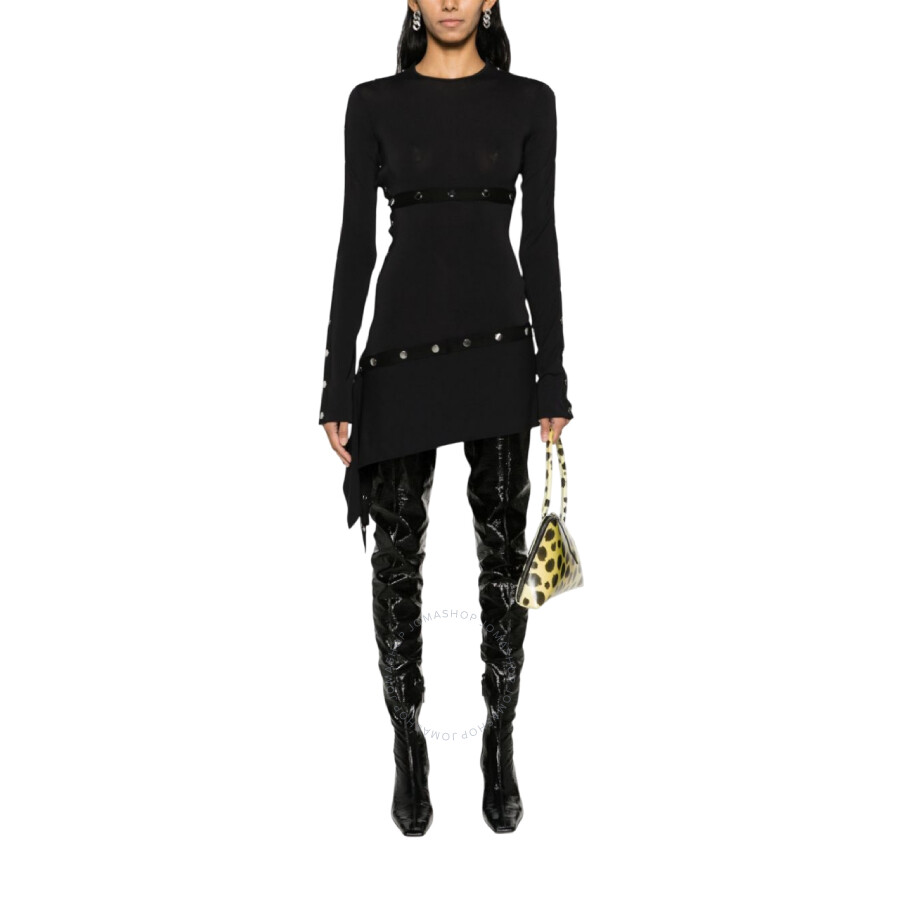 Attico Studded Asymmetric Convertible Dress In Black