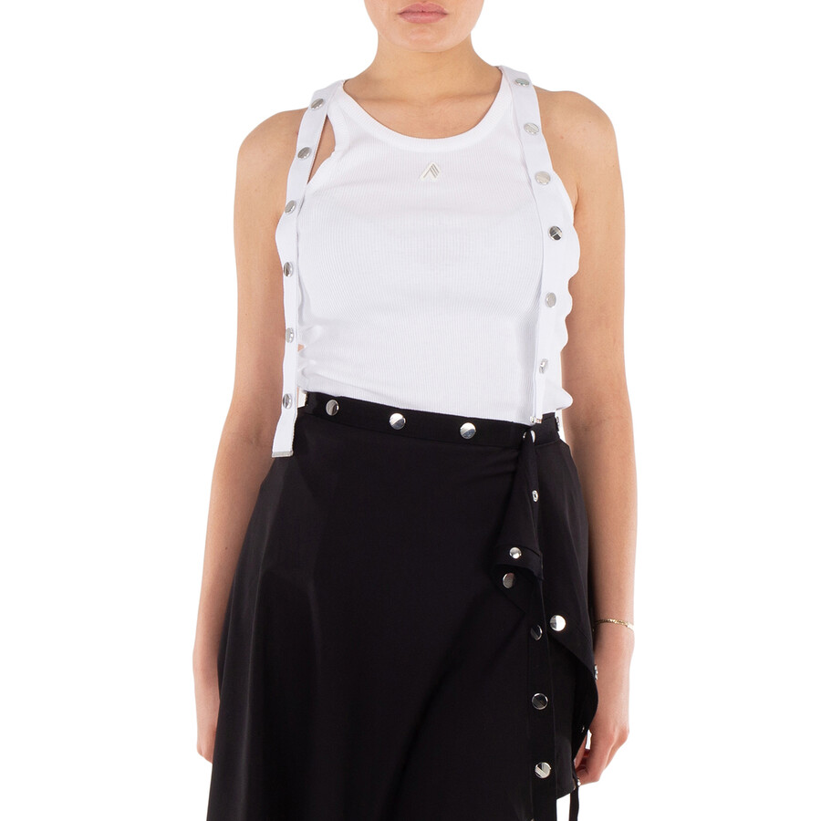 White Ribbed Jersey Tank Top