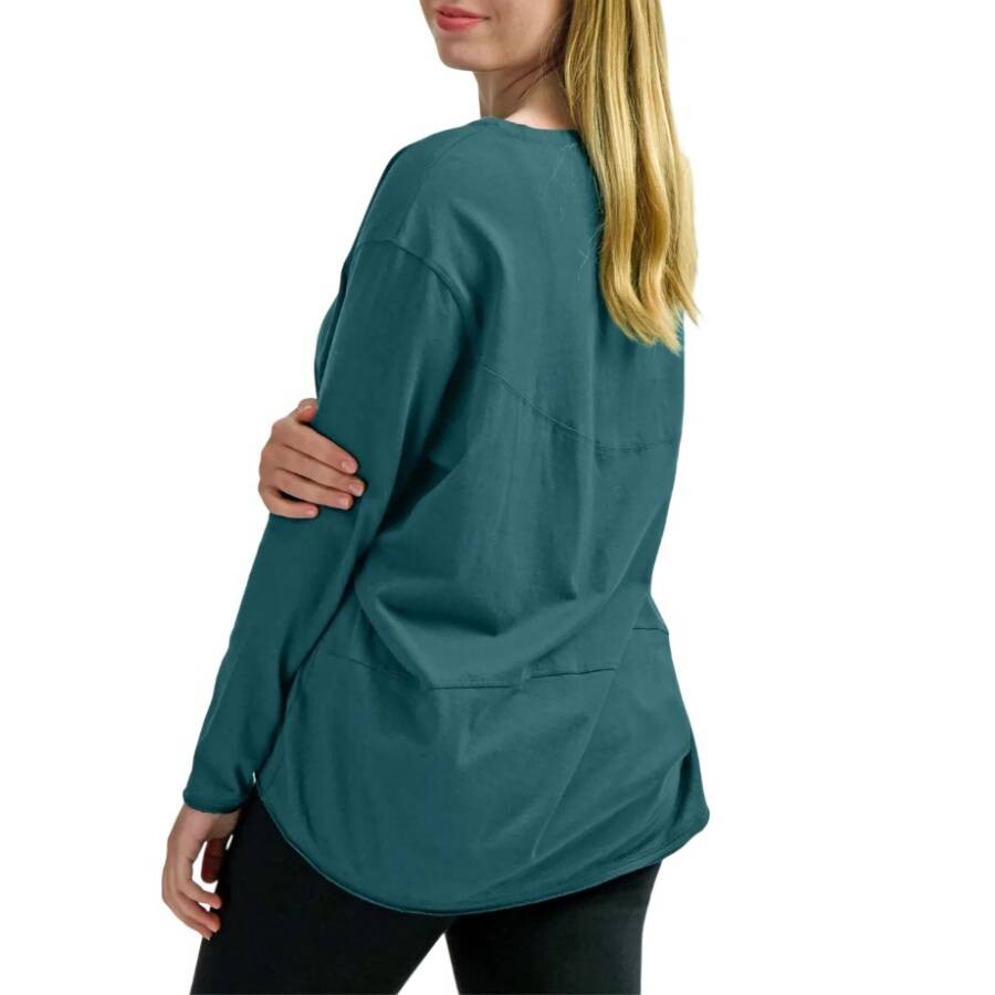 The Good Tee Organic Cocoon Long-sleeve Top In Blue