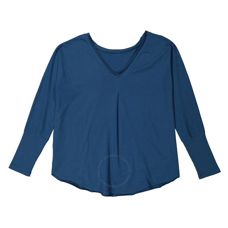 The Good Tee The Effortless V-neck Long Sleeve Tee In Blue