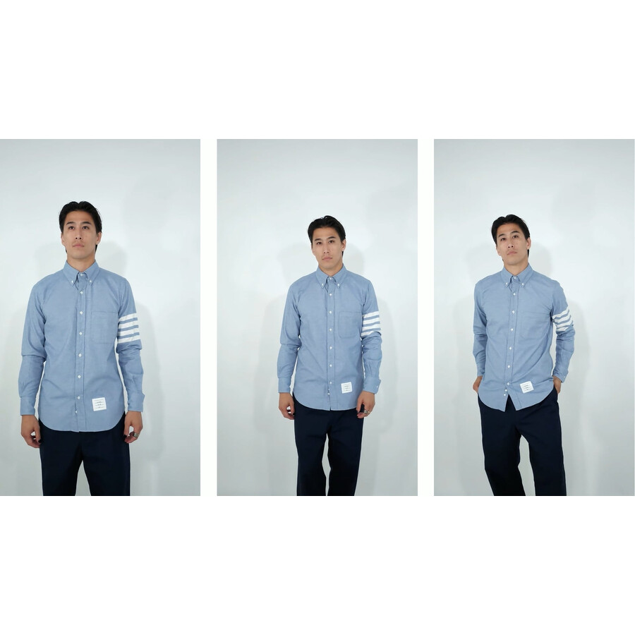 Thom Browne 4 Bar Button Down Flannel Shirt, Brand Size 4 (X-Large