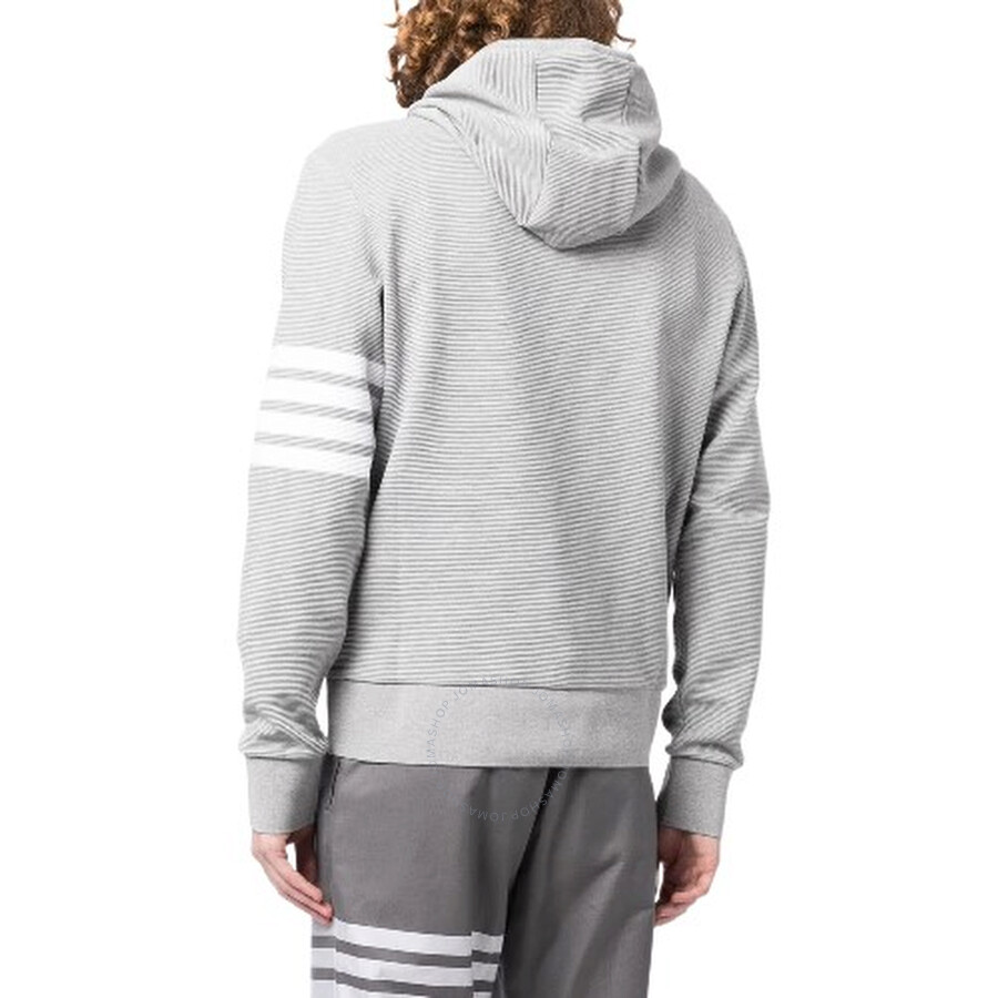 Thom Browne Logo-patch Zip-up Hoodie In Grey