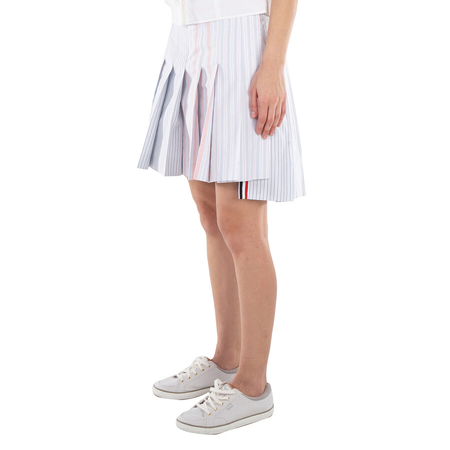 4-Bar Funmix Stripe Oxford Pleated Skirt