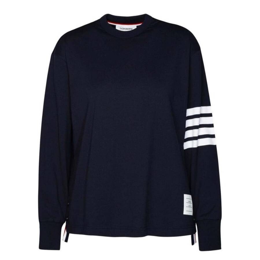 Thom Browne｜ (FJS066A 06221 055) Thom Browne 4-Bar Long-Sleeve Cotton Jersey Ruby T-Shirt