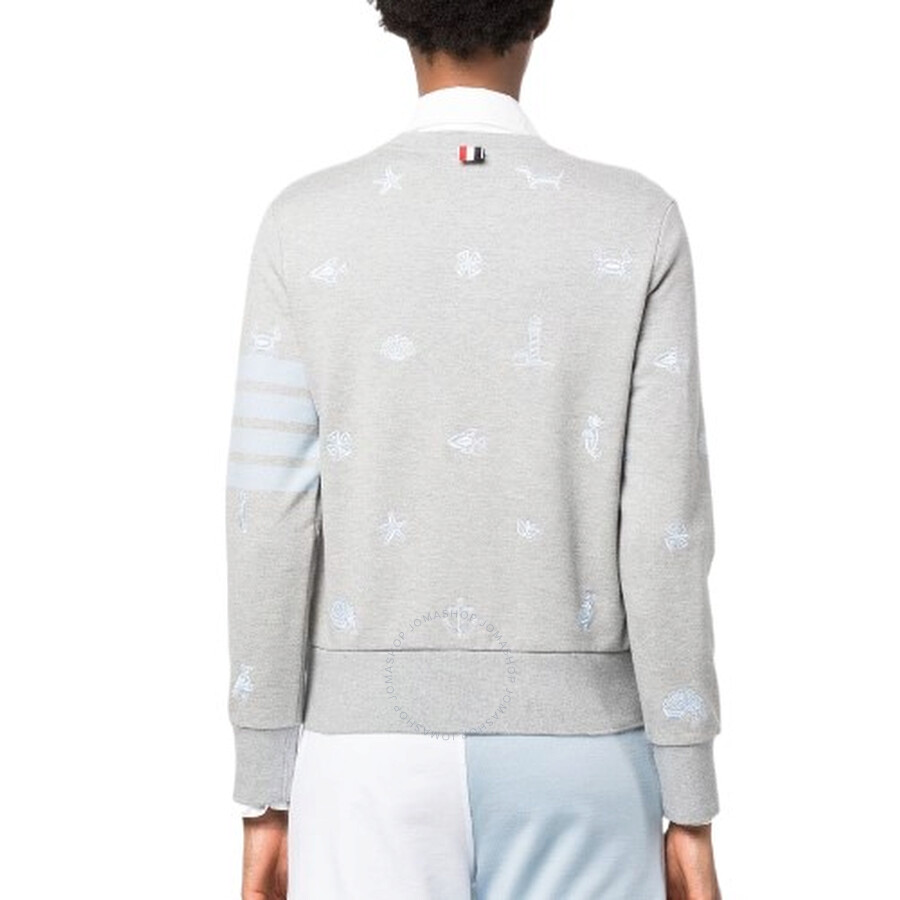 Thom Browne Nautical Embroidered French Terry Sweatshirt In Grey