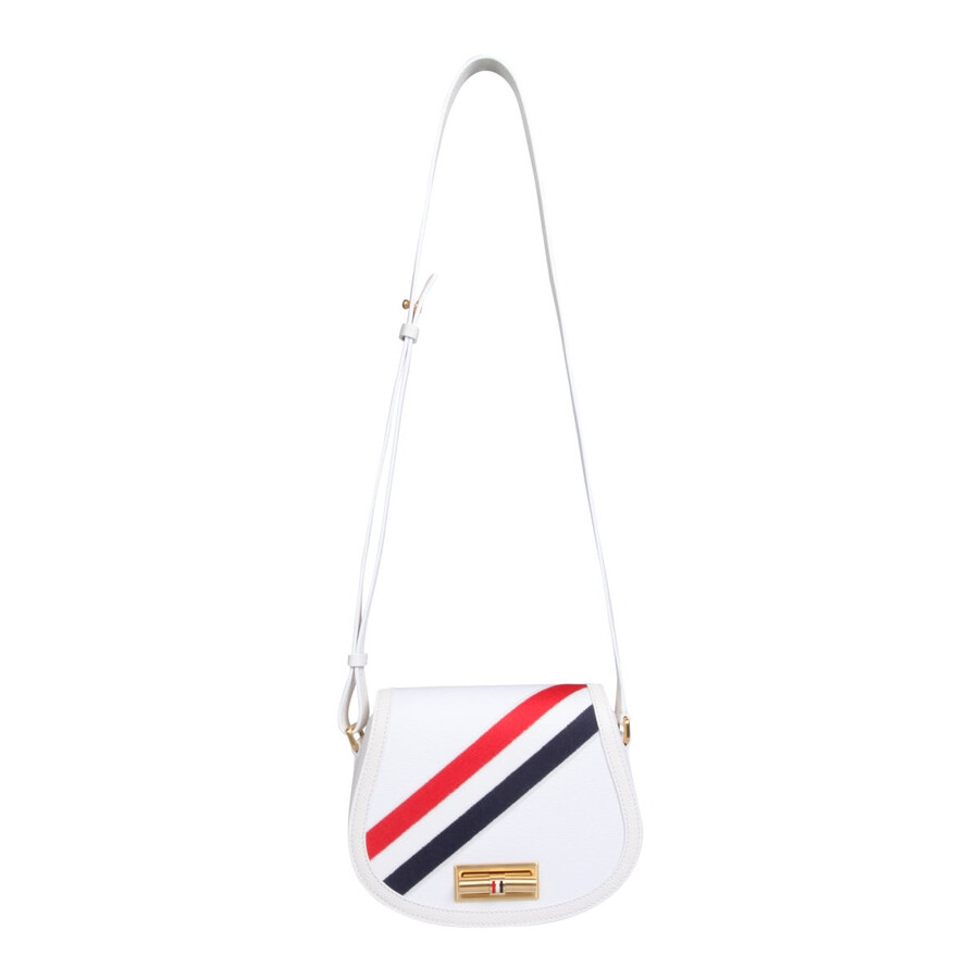 Thom Browne Canvas Saddle Shoulder Bag In White