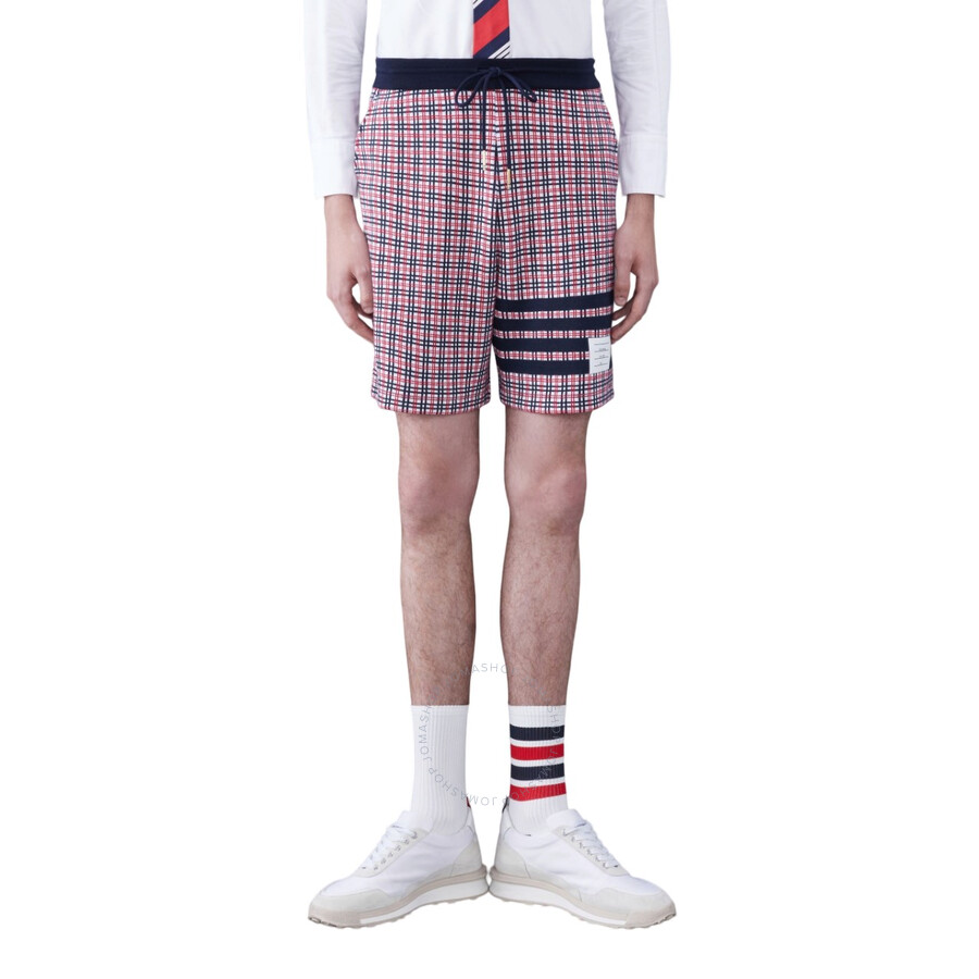 Thom Browne Check 4 Bar Sweat Cotton Shorts
