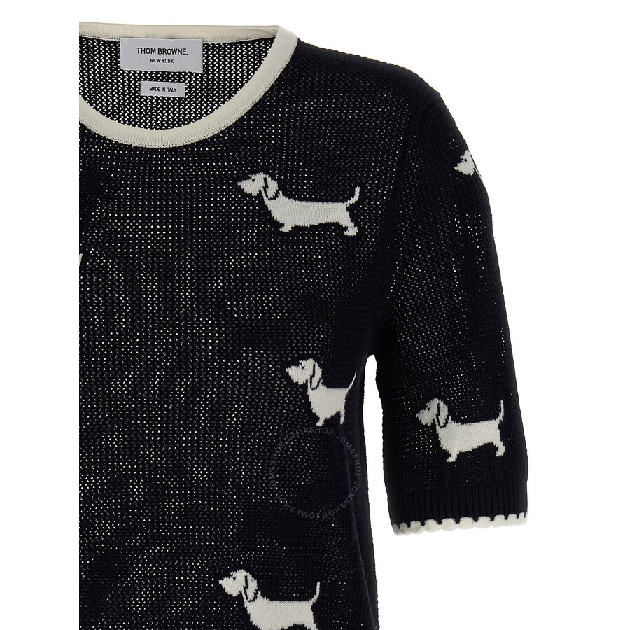 Thom Browne Hector Icon Pointelle-knit Top In Blue