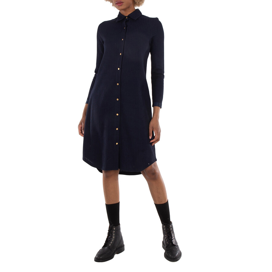 Cotton Tuck Rib Shirtdress