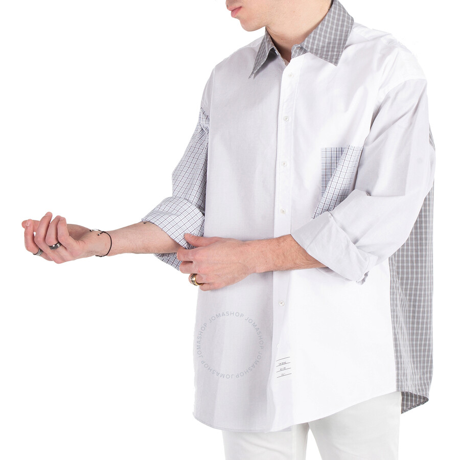 Thom Browne White Cotton Funmix Oversized Long Sleeve Shirt In White