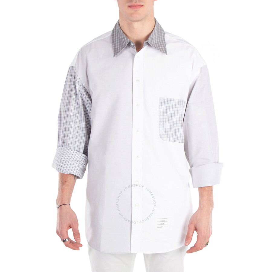 Thom Browne White Cotton Funmix Oversized Long Sleeve Shirt In White