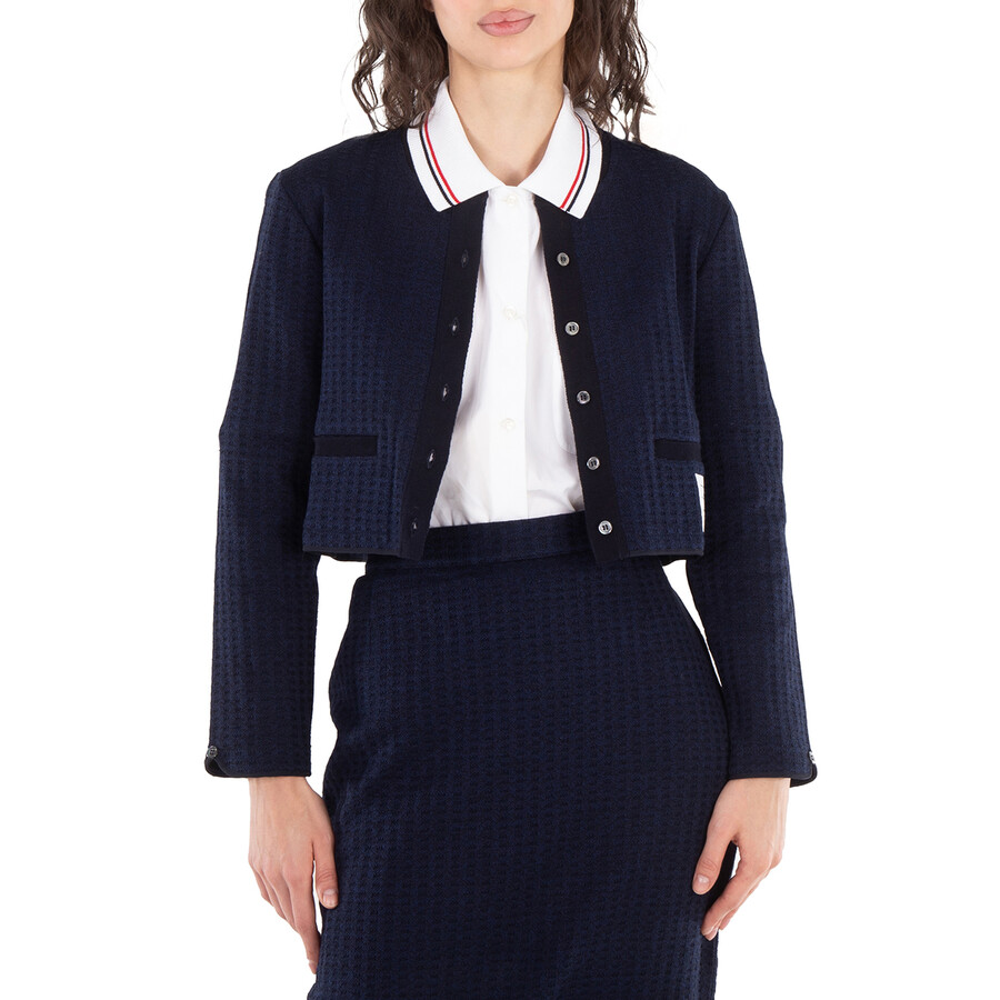 Gingham Jacquard Cotton Cardigan