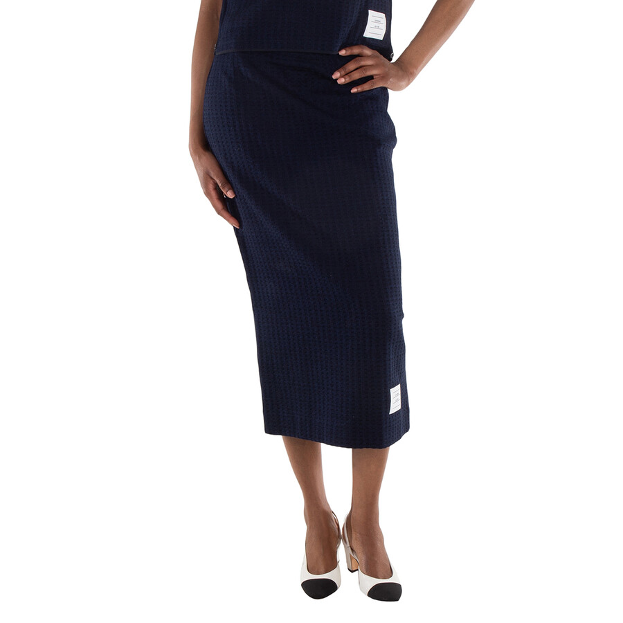 Gingham Jacquard Cotton Midi Skirt