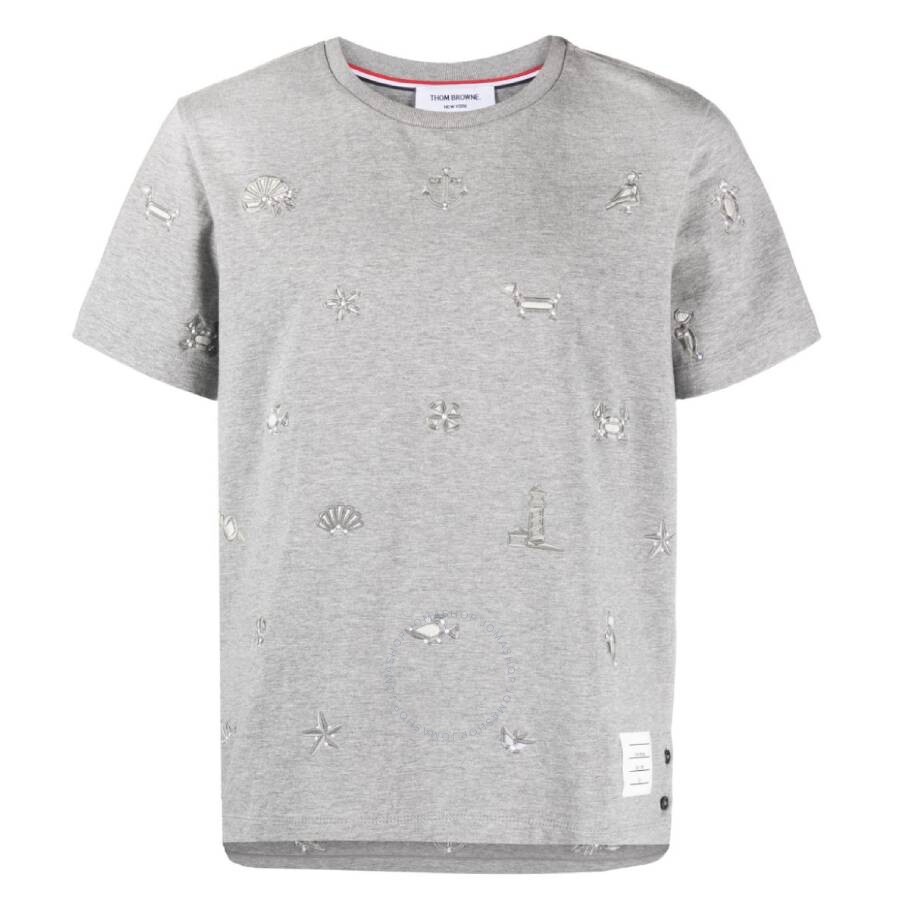 Thom Browne Man T-shirt Light Grey Size 0 Cotton In Grey