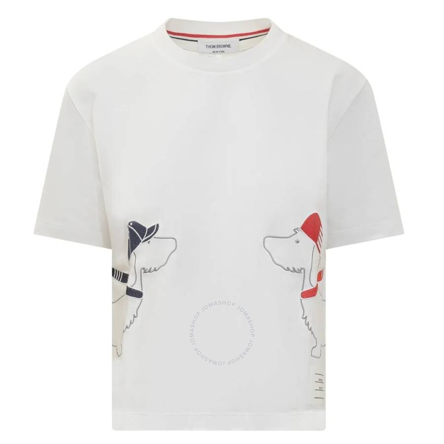 Thom Browne Cotton Crew Neck T-shirt With Graphic Print In White