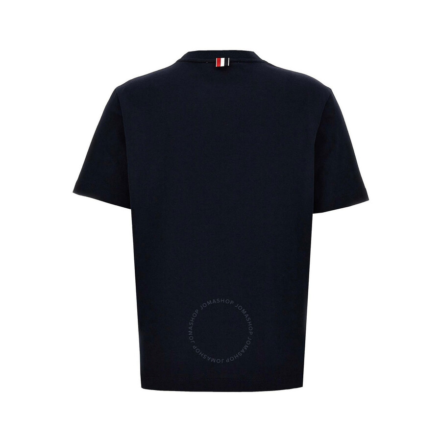 Thom Browne Cotton T-shirt With Contrast Trim In Blue
