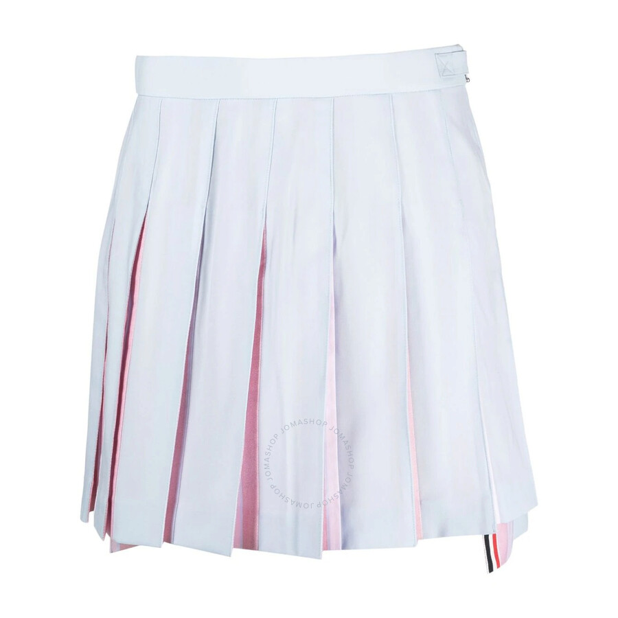 Thom Browne Ladies Light Blue Step-hem Pleated Skirt In Blue
