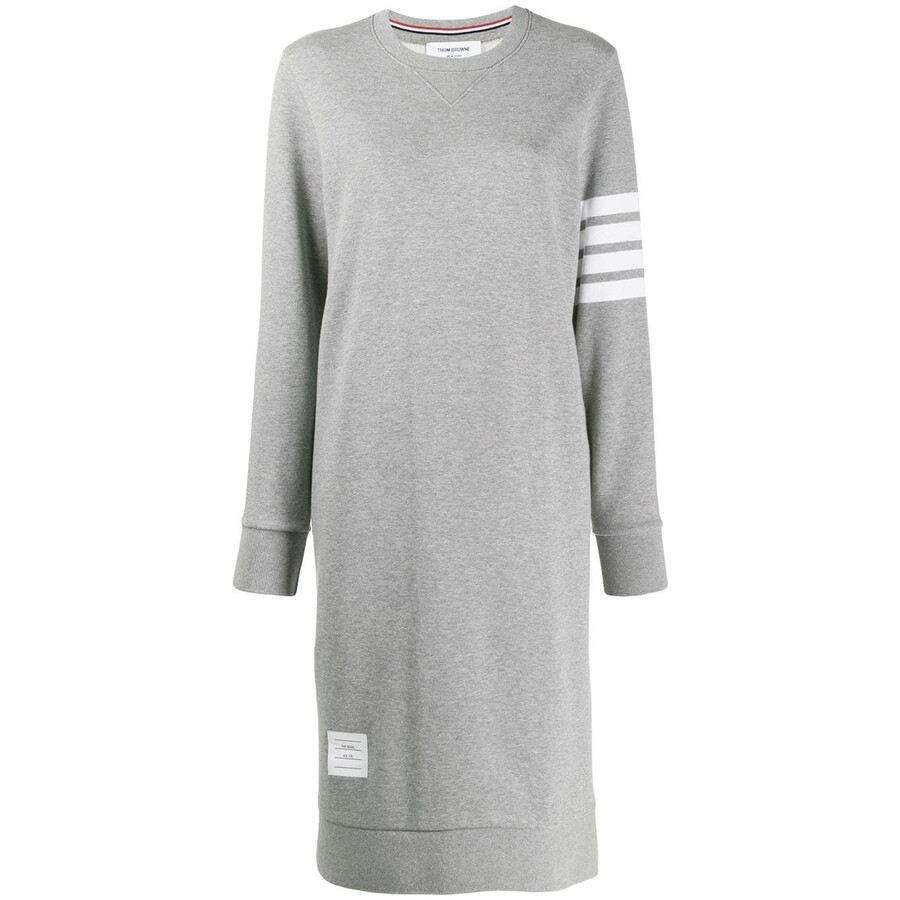 THOM BROWNE 4バー ストライプ ワンピース FJD056A 00535 055 Thom Browne Ladies Light Grey Classic Loopback 4-Bar Sweater