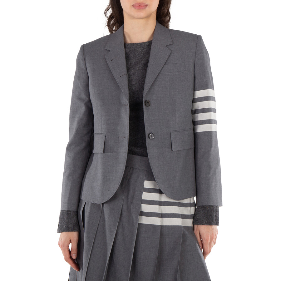 アウターその他 THOM BROWNE Woman Blazer Grey FBC010V06146 035 Thom Browne Ladies Med Grey 4-Bar Single-Breasted Blazer