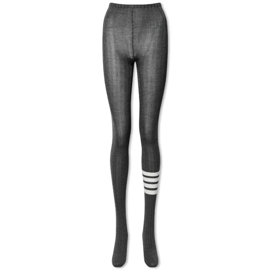 Thom Browne Ladies Med Grey 4-Bar Stripe Merino Tights, Size