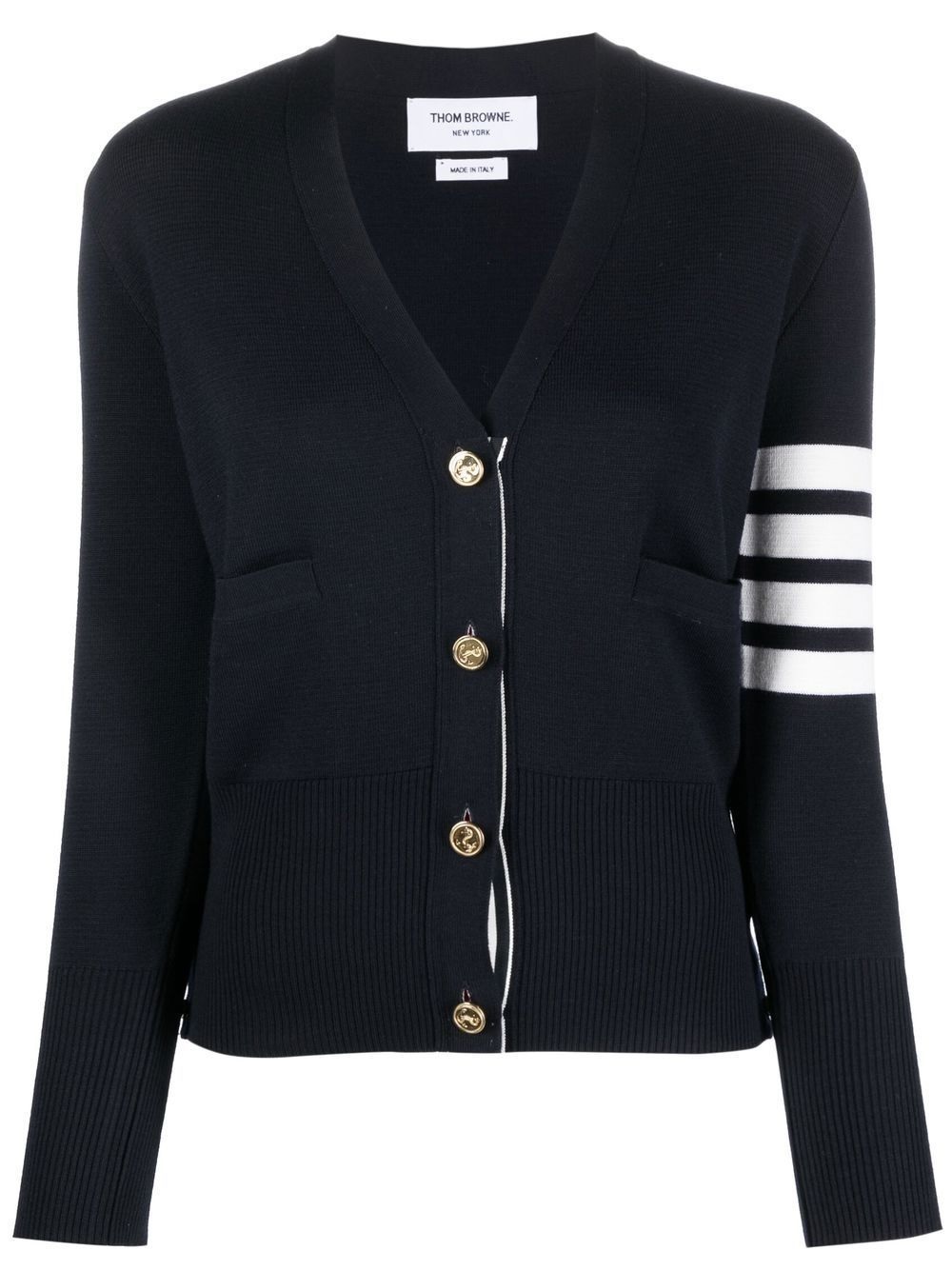 Thom Browne Wool 4 Bar V Neck Cardigan Cardigans 300029623nvy main image 0