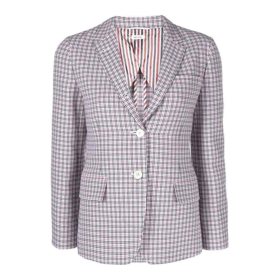 Thom Browne Cotton Check Crepe Jacket