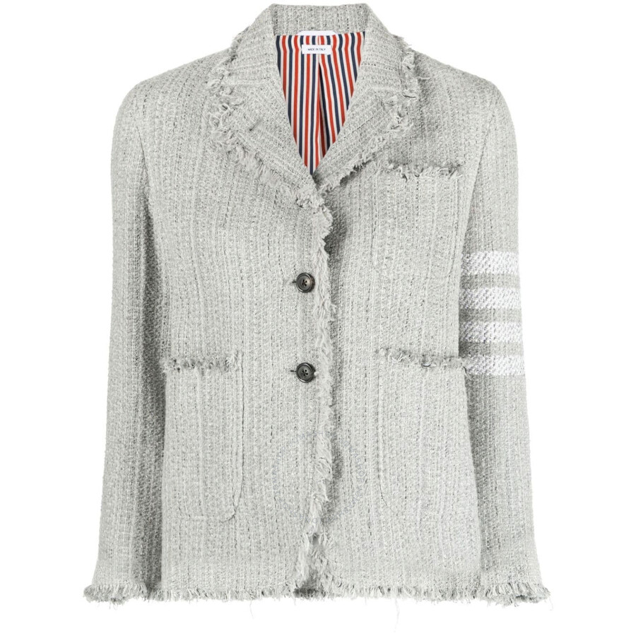 Thom Browne 4 Bar-stripe Tweed Jacket In Grey