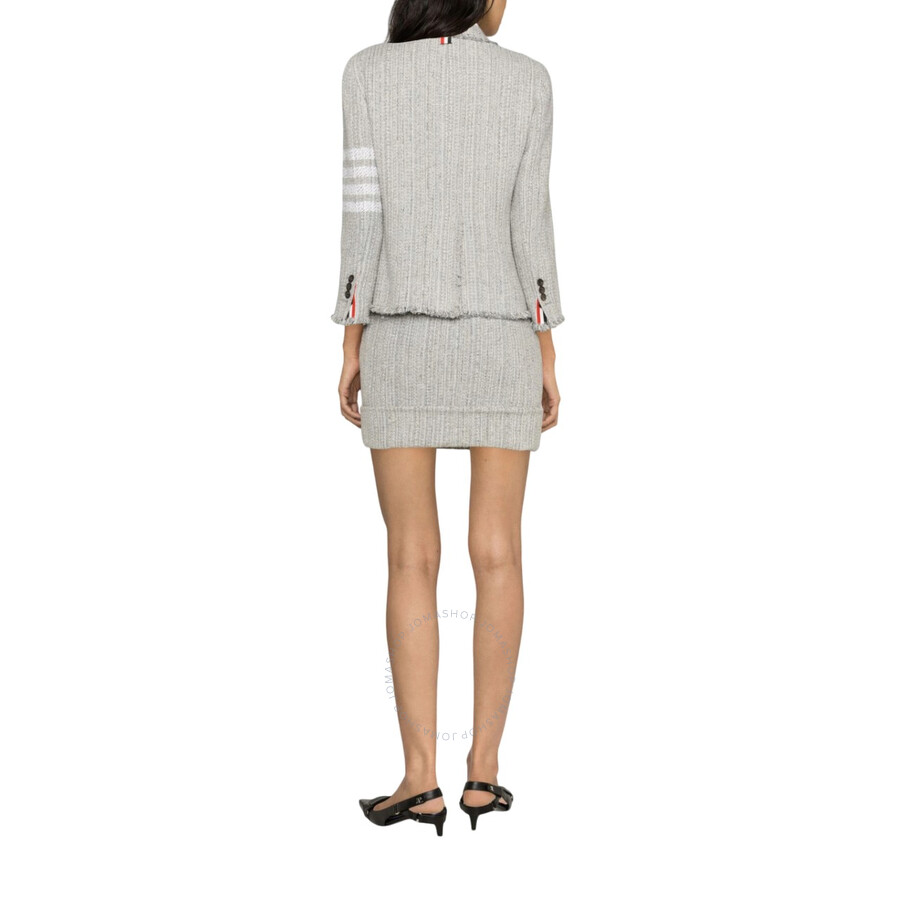 Thom Browne 4 Bar-stripe Tweed Jacket In Grey