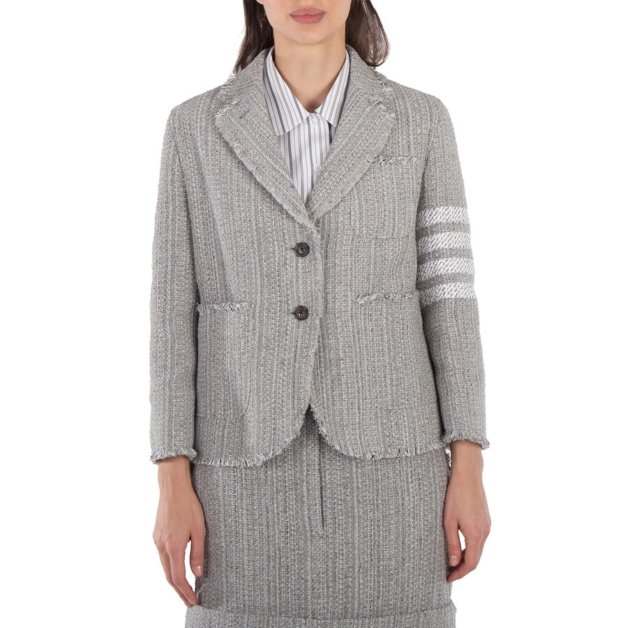 Ladies Tweed Fray 4-Bar Cropped Sack Jacket