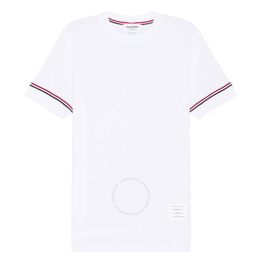 Thom Browne Lightweight Striped Cuff Cotton T-shirt In White