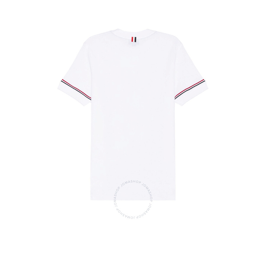 Thom Browne Lightweight Striped Cuff Cotton T-shirt In White