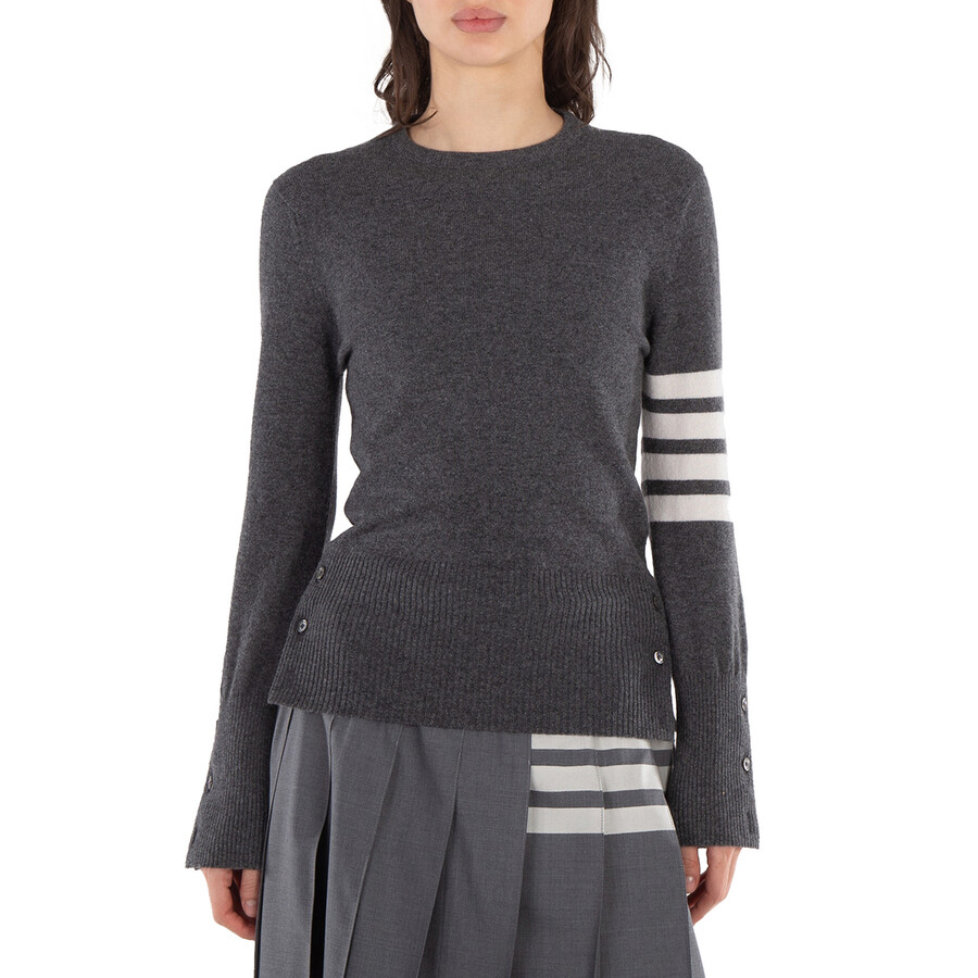 Med Grey 4-Bar Cashmere Pullover