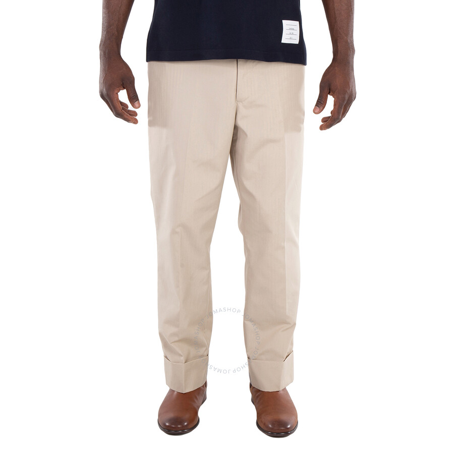 Thom Browne Men's Beige Typewriter Cloth Classic Backstrap Trouser In Beige