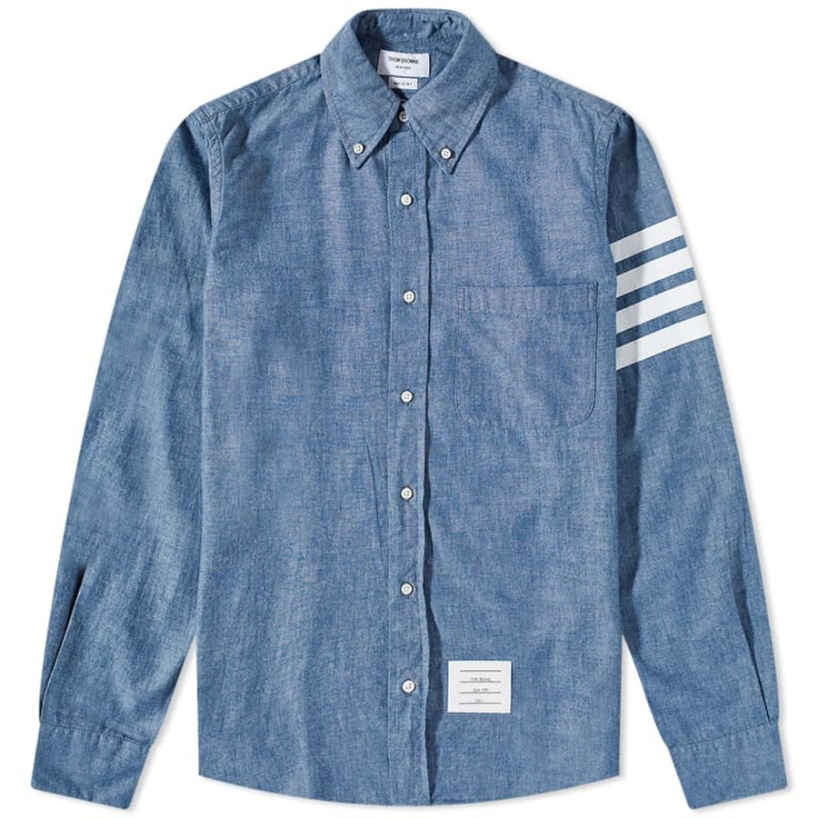 Thom Browne 4-bar Straight-fit Chambray Shirt In Blue