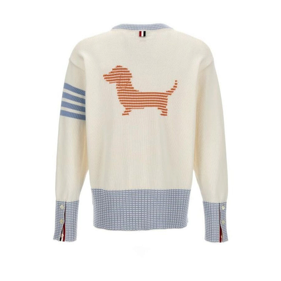 Thom Browne Hector Round Neck Sweater In White