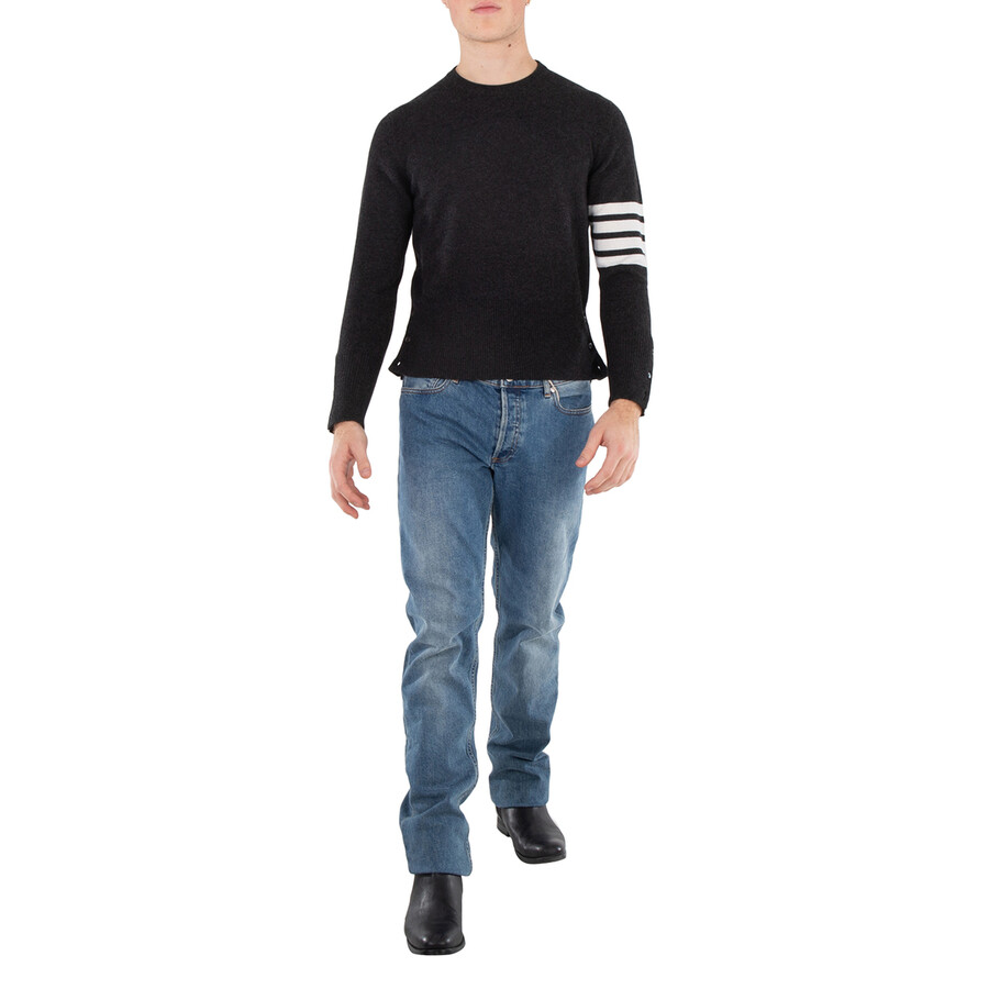 Thom Browne Men's Dark Grey Cashmere 4-Bar Classic Pullover
